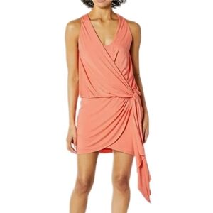 Bailey 44 New Dimension Coral Wrap Mini Dress Womens Small Ruffle Tie Summer NWT
